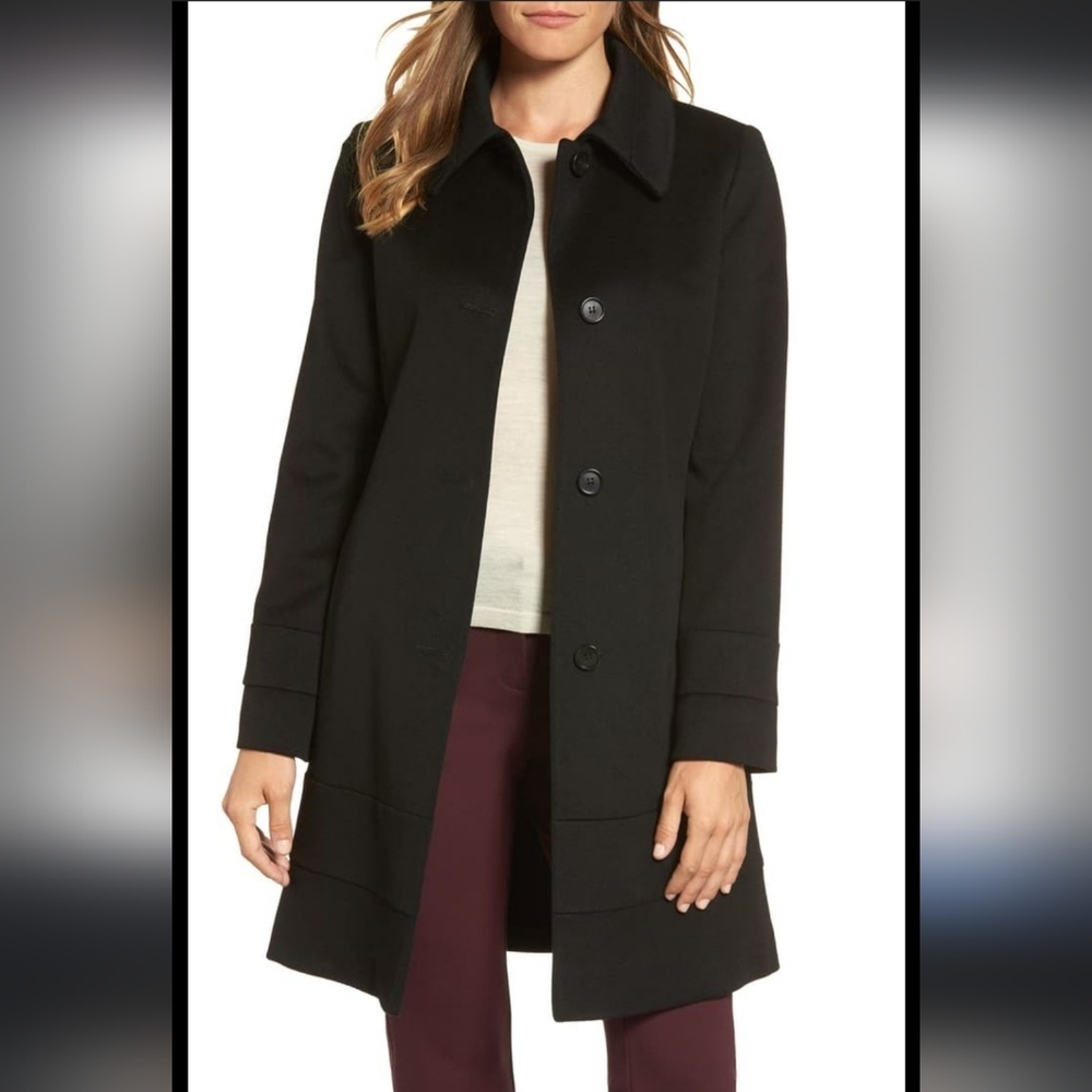 Classic Navy Wool Coat by Fleurette